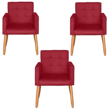 Imagem de Kit 3 Poltronas Decorativa para Recepção Sala de Estar Sala de Espera 