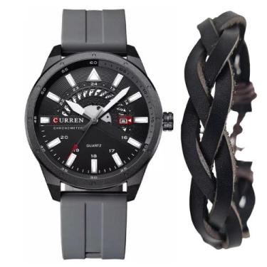 Imagem de Kit Relógio Masculino Curren Analógico  Esportivo + Bracelete 