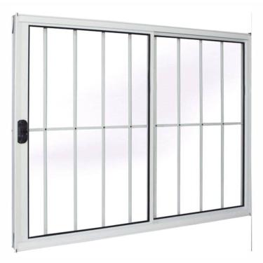 Imagem de Janela 2 folhas 1,00x1,00 com grade no alumínio branco