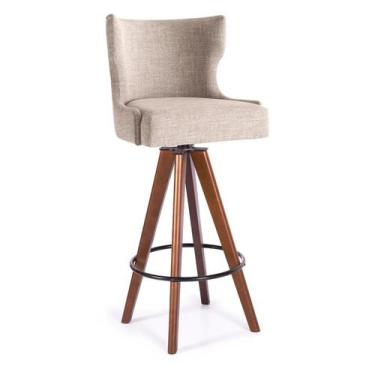 Imagem de Banqueta Alta Laura Giratória em Madeira Imbuia Assento em Poliéster -