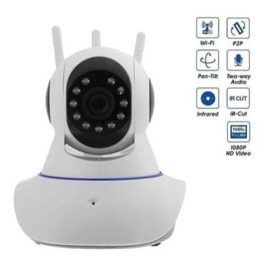 Imagem de Câmera Segurança Ip - 3 antenas Visão Noturna Alarme Microfone Alto Fa
