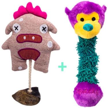 Imagem de Brinquedo pelúcias Pet Macaco apito mordedor casco bovino MP - MADOG