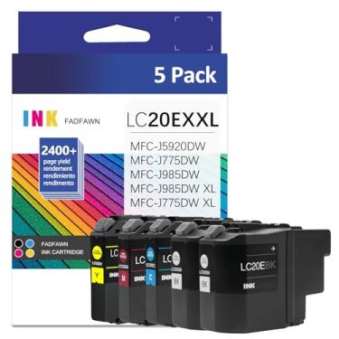Imagem de LC20E Conjunto de cartuchos de tinta de alto rendimento de substituição para impressora Brother LC20EBK LC20EC LC20EM LC20EY LC20E XXL MFC-J5920DW MFC-J985DW MFC-J775DW MFC-J985DW MFC-J985DWXL (pacote