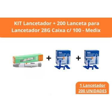 Imagem de KIT Lancetador + 200 Lancetas 28G - Medix