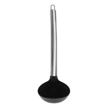 Imagem de Concha de Silicone Cabo de Metal 31cm Preto - Unyhome
