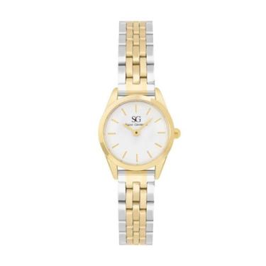 Imagem de Relógio Luxo Feminino Dourado Prata Saint Germain Mini Belle Bicolor G