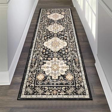 Imagem de Tapete passadeira para hall de entrada Pauwer Boêmio, 0,6 m x 1,8 m, lavável, para entrada, antiderrapante, casa de fazenda, vintage, para hall de entrada, lavanderia, cozinha, banheiro, quarto