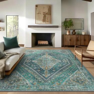 Imagem de Bavni Tapetes de área de 20 x 25 cm, lavável à máquina, borracha antiderrapante, tapete macio vintage, tapete grande para sala de estar, sala de jogos, sala de jantar