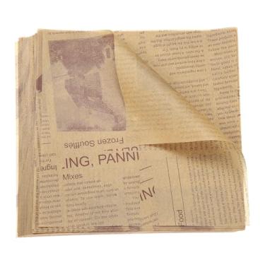 Imagem de HARFINGTON 200 folhas de papel encerado, folhas quadradas, 17,8 x 17,8 cm, papel de embrulho de alimentos estilo jornal antigo, para sanduíche, forros, cesta de piquenique, pão, hambúrguer, cozinha