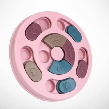 Imagem de COMEDOURO INTERATIVO PUZZLE para Cachorro e Gato Pet Brinquedo Lento Jogo Divertido Anti-Stress Porta Petisco (ROSA)