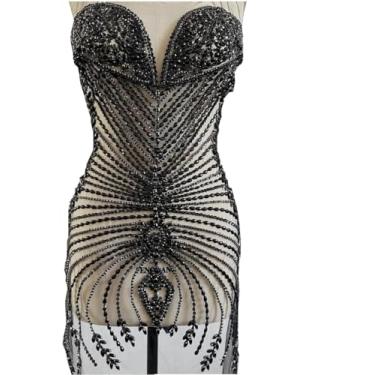 Imagem de wtbv.n Aplique de Strass de Vidro 100% Feito à Mão em Malha Costurada, Acessório para Roupas Sociais (Prata, 12, Sew-On)