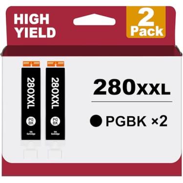 Imagem de Cartuchos de tinta compatíveis com Aoou PGI-280 PGI280 para substituição para Canon PGI-280XXL PGI280XXL para usar com impressoras PIXMA TS9120 TS8120 TS8220 TR7520 TR8520 TS6120 TS6220 TS9521C (2 unidades, 2 PGBK)