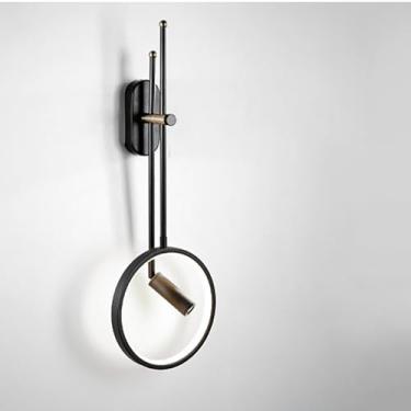 Imagem de Arandela de parede LED moderna giratória 330° alumínio lâmpada de parede interna 32W 63 * 22 * 4 cm Luz de parede acrílica dourada + luminária de parede preta com 2 luzes para quarto, sala de estar,