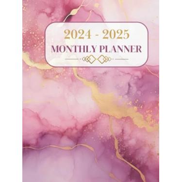 Imagem de 2024-2025 Monthly Planner: 2 year Agenda Calendar from January 2024 to December 2025, with Holidays, large organizer and Schedule, 8.5x11, Pink marble