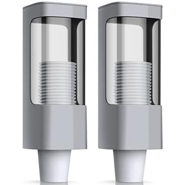 Imagem de CHENGU Dispensador de copo tipo puxador, 2 peças, suporte de copo de água para banheiro, serve para copos pequenos de 85 a 142 g, dispensador de copos adesivo montado na parede com placa de pasta para