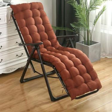 Imagem de Almofadas para espreguiçadeiras ao ar livre - Almofada de banco grossa, macia e protegida contra UV com laços para pátio, piscina, cadeiras reclináveis ​​de jardim(Brown,53 * 160cm)