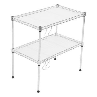 Imagem de Organizador de Suporte de Rack de Micro-ondas de Camada Dupla Ajustável Com Prateleira de Cozinha que Economiza Espaço, Prateleiras de Aço Carbono para Micro-ondas de Bancada,