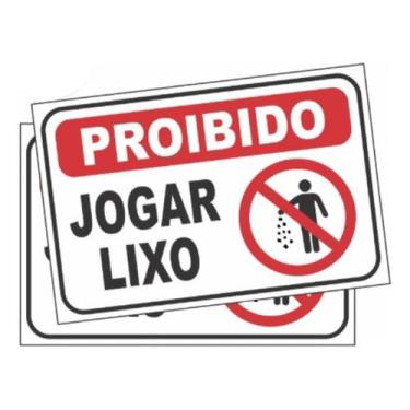 Imagem de 2 Placas Proibido Jogar Lixo Sinalização E Aviso 30x20cm