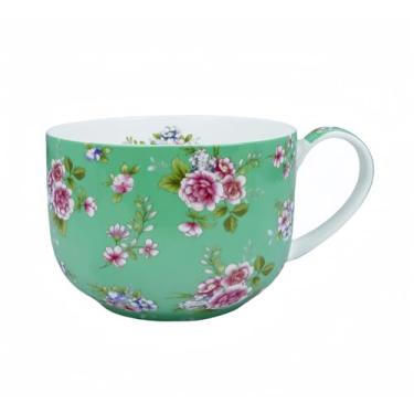 Imagem de LJIMICAORO Copos de café grandes de 680 g Canecas de sopa com alças tradicional grande xícara de café de osso grande canecas de café da China para sopas de cereais