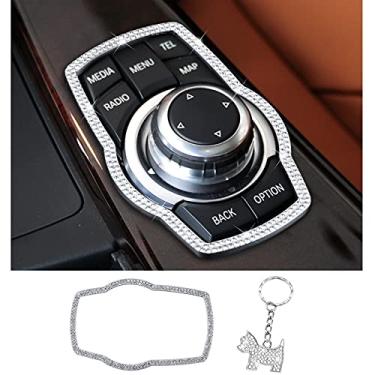 Imagem de KORUIPEI Acessórios de carro de strass brilhantes para moldura de botão multimídia BMW, adesivos de decoração de carro com glitter para mulheres compatíveis com BMW 1 3 5 7 6GT Series X3 X4 M5