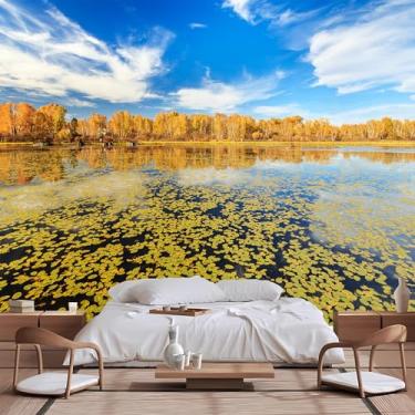 Imagem de Lcythiazole Paisagem de outono, montanha lago bordo pinho floresta fotografia HD foto para sala de estar quarto, mural de papel de parede 3D personalizável