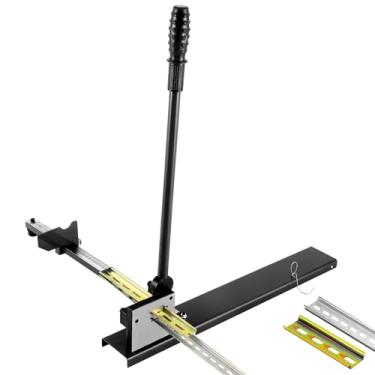Imagem de MXBAOHENG Cortador de trilho DIN com furo duplo com régua de 50 cm para corte de alumínio ranhurado, trilho DIN de aço 35 mm de largura, 7,5 mm de altura (Preto)