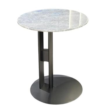 Imagem de Mesa de centro redonda pequena de mármore natural de luxo - mesa de centro moderna de metal - mesa lateral de sofá para sala de estar mesa de destaque para espaços pequenos (#2 cristal azul)