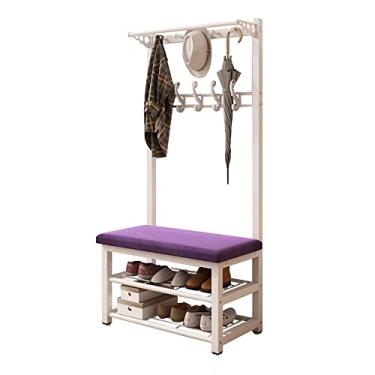 Imagem de Cabideiro de entrada – Árvore de corredor 3 em 1 com banco de armazenamento, 10 ganchos e estrutura de metal – Organizador para prateleira de armazenamento de entrada