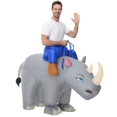Imagem de Spinosaurus Fantasia inflável de rinoceronte adulto para rinocerontes adultos, fantasia inflável de passeio em animal, fantasia engraçada para mulheres