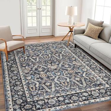 Imagem de GarveeHome Tapetes laváveis de 1,8 m x 2,5 m, tapetes vintage novos estilo persa, tapetes vintage dobráveis ultrafinos para quarto, sala de jantar, escritório em casa, animais de estimação e crianças,