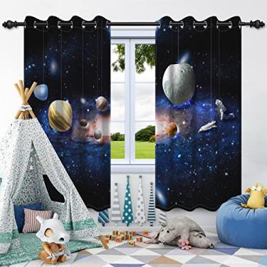 Imagem de Cortinas de espaço sideral para quarto de 153 cm de comprimento, 2 painéis, cortinas de tecido grosso com filtragem de luz de galáxia cósmica, cortinas de privacidade de quarto e sala de estar, 106 cm