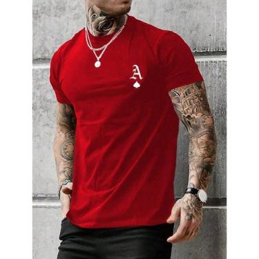 Imagem de Camiseta Masculina 100% Algodão 30.1 Estampa Carta Baralho Manilha Ais