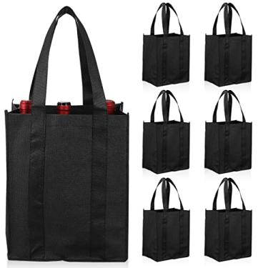 Imagem de PATKAW 6 unidades de porta-garrafas de vinho, 6 compartimentos, sacola de vinho para presentes de vinho com divisória, bolsa de armazenamento de champanhe, reutilizável, para viagem, acampamento,