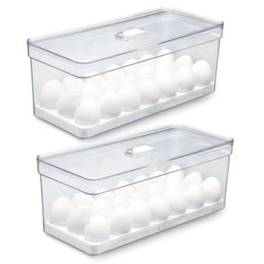 Imagem de Organizador de Ovos para Geladeira Armario Cozinha Acrilico Com Cavidades (Kit 2, 40 Caidades)