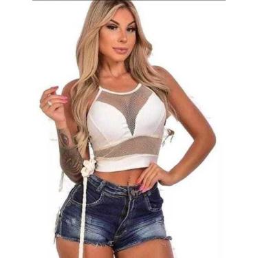 Imagem de Kit 10 Blusa Cropped Suplex Com Bojo Cores e Modelos Variados - TLT, F