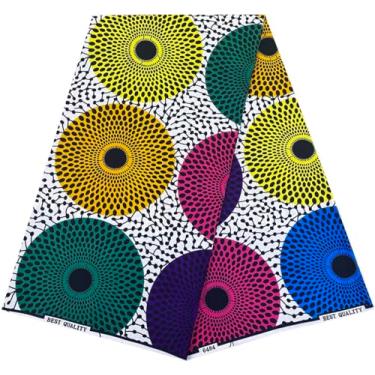 Imagem de HongyuAmy Tecido de impressão africana Tecido tribal Ankara Tecido de cera Kente Tecido de poliéster de 3 jardas (A4)