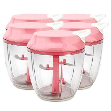 Imagem de KIT 5 Processadores Trituradores Manual 5 Lâminas 1200ml Rosa