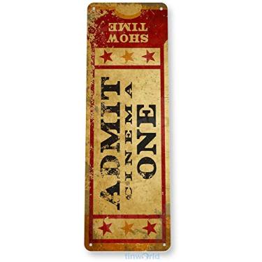 Imagem de Lenrius Placa Admit One Movie Ticket Sign Carnival Cinema Home Movie Theater Placa de metal 40,6 cm x 10,16 cm
