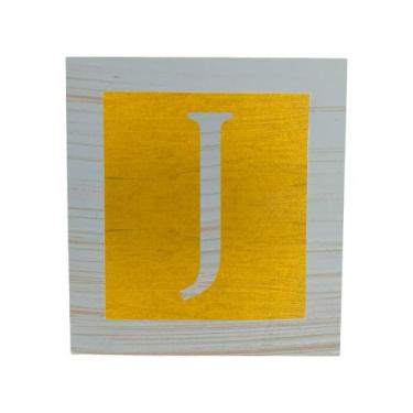 Imagem de Cubo Amarelo Letra Azul Bebê com Aplique Festa Chá de Bebê Decoração 8