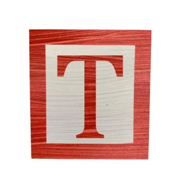 Imagem de Cubo Branco Letra Vermelha com Aplique Festa Chá de Bebê Decoração 8x8