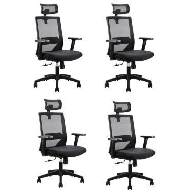 Imagem de Kit 4 Cadeiras Presidente Nr17 Office Chicago Preto