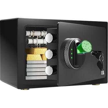 Imagem de Cofre Eletrônico Biométrico E Chave 30x20x20 Reforçado Aço