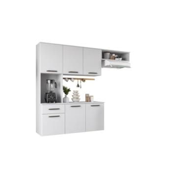 Imagem de Armário Multiuso Branco Para Cozinha Moderno Suspenso Com 6 Portas 1 Gaveta Espaçoso Gi