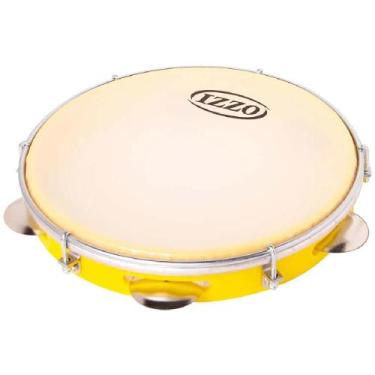 Imagem de Pandeiro izzo 10 pol abs amarelo com pele leitosa