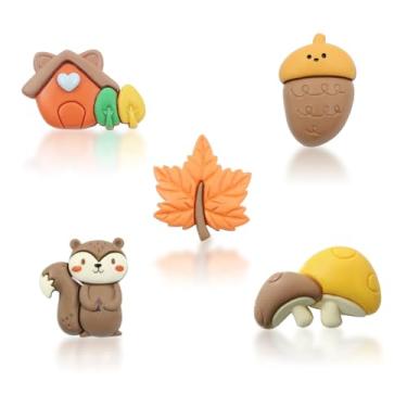 Imagem de Conjunto de broche de esquilo, 5 peças de outono floresta, animais, plantas, broche, alfinetes, esquilo, casa, bolota, cogumelo, folha de bordo, broche, distintivos, alfinetes, alfinetes, mochila fofa