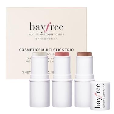Imagem de bayfree Conjunto De 3 Bastões De Contorno Em Creme De Maquiagem, Bastão Iluminador E Bastão Bronzeador E Bastão De Blush, Longa Duração, Contorno Facial Natural, Acabamento Úmido E Fosco, Trio Multi