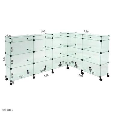 Imagem de Balcão L Invertido Porta Bijuterias e Rodízios - 1,50 x 1,10 x 1,00 - 