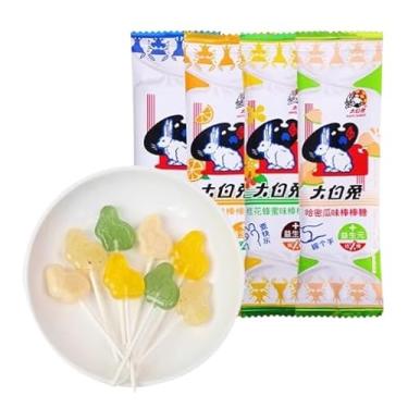 Imagem de Pirulitos estilo coelho, sabores mistos, doces e saborosos, embalados individualmente. Lanches escolares ideais para compartilhar. 10 peças