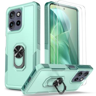 Imagem de FollmeAir Capa para Motorola Moto G 5G 2025 com protetor de tela, resistente à prova de choque, camada dupla, proteção de nível militar, à prova de quedas, capa robusta com suporte embutido (verde