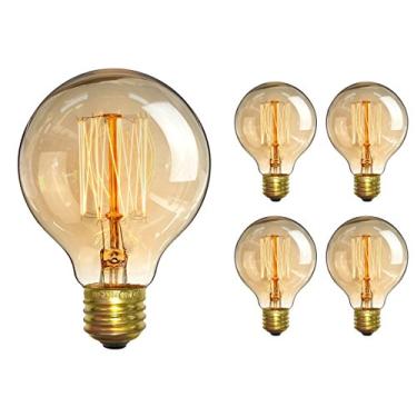Imagem de CTKcom Lâmpada Edison vintage (pacote com 4) - lâmpadas incandescentes antigas reguláveis 40W equivalentes a lâmpadas amarelas quentes, para loft café bar cozinha casa luminárias esquilo gaiola filamento E26/E27 Base G80 110V